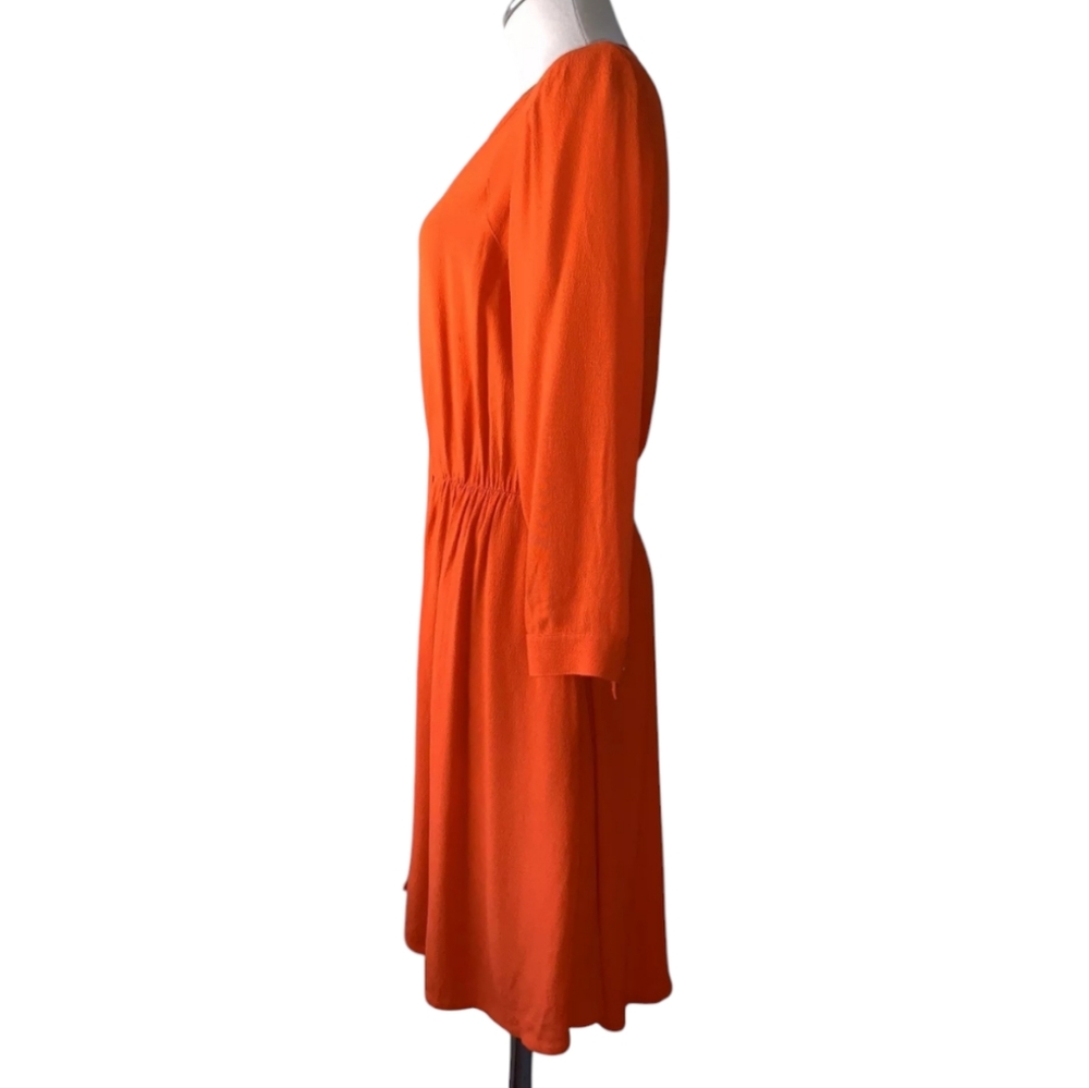 NWT Juicy Couture Orange Blouson Crepe 3/4 Sleeves Edith Dress Size 10 NWT - Picture 2 of 10